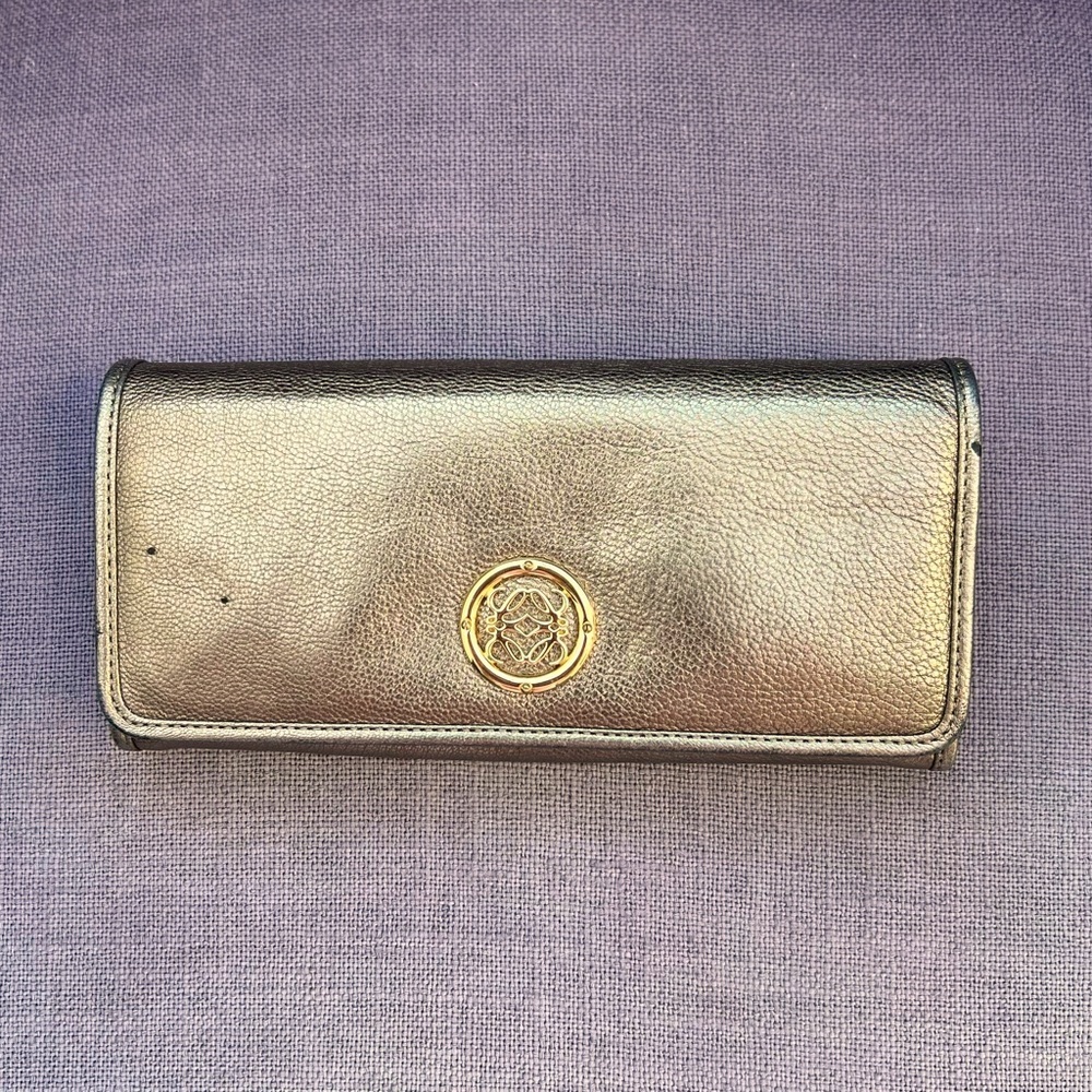 Loewe Anagram Long Wallet Gold Metallic Black Leather - Picture 3 of 12
